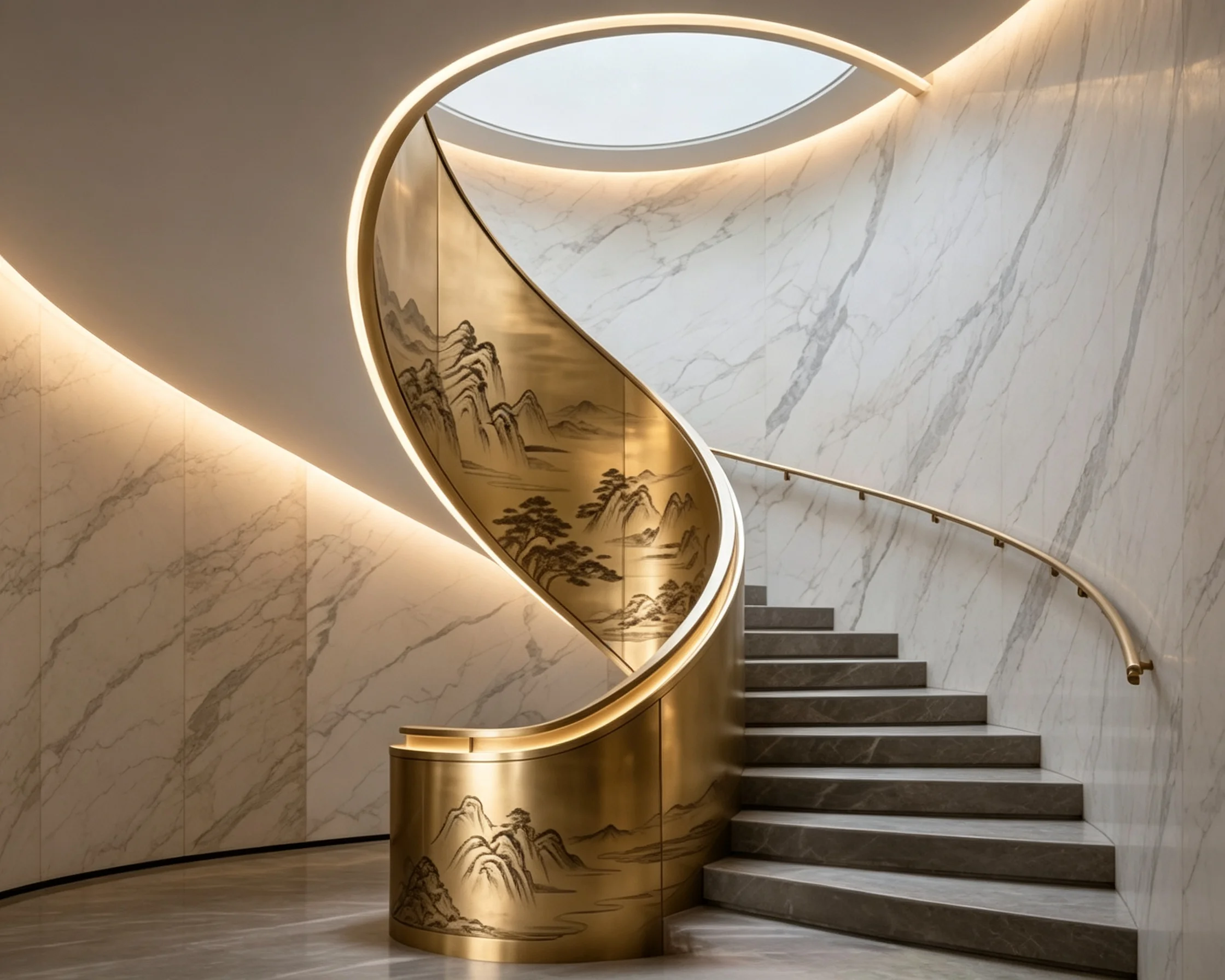 Custom steel staircase developed for a luxury residential project